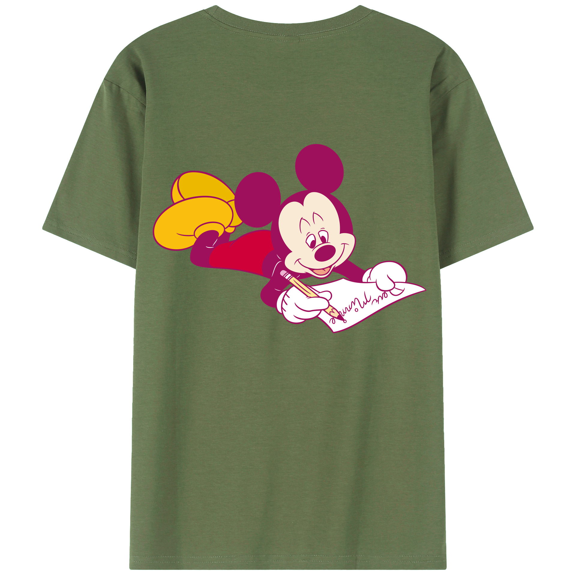 ミッキーマウス Mickey Mouse 綿100％ メンズ半袖Tシャツ（バックプリント） 通気性